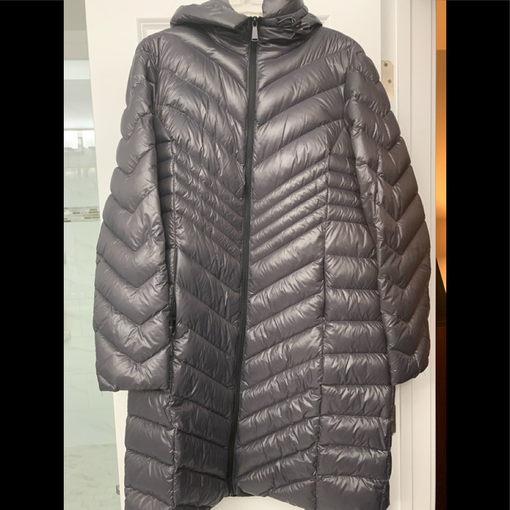 Gray packable down coat